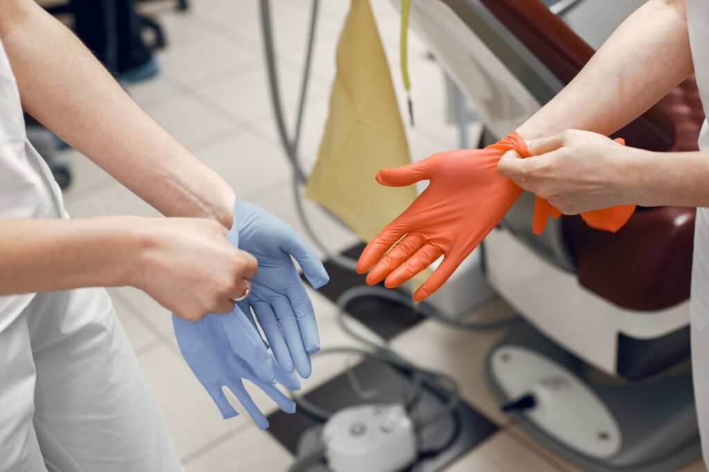 physicians are preparing reception doctors wear gloves mittens are worn hands 1157 40947